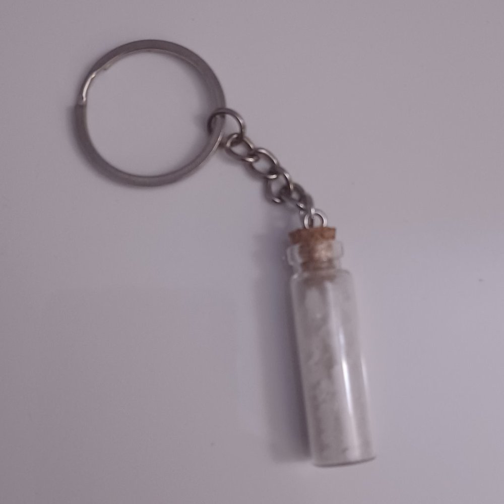 Barite filled bottle keychain